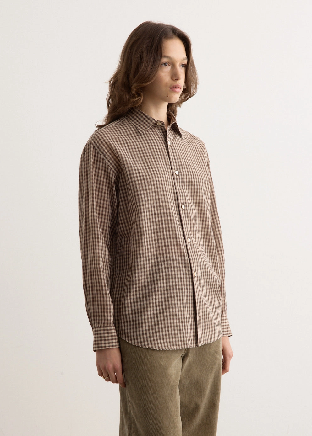 Airy Light Cotton Check Big Shirt
