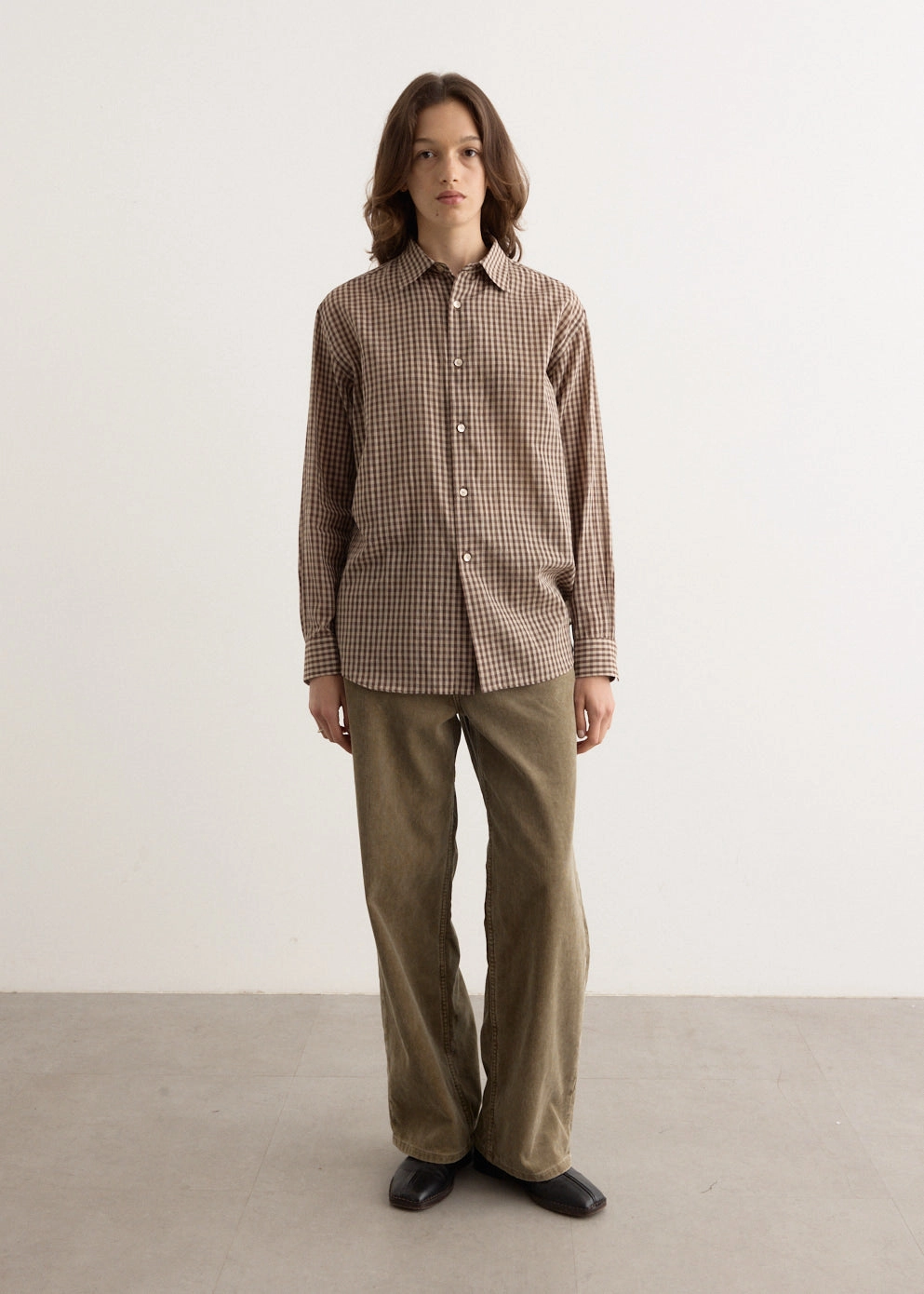 Airy Light Cotton Check Big Shirt