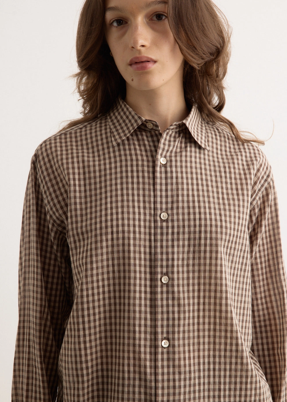 Airy Light Cotton Check Big Shirt