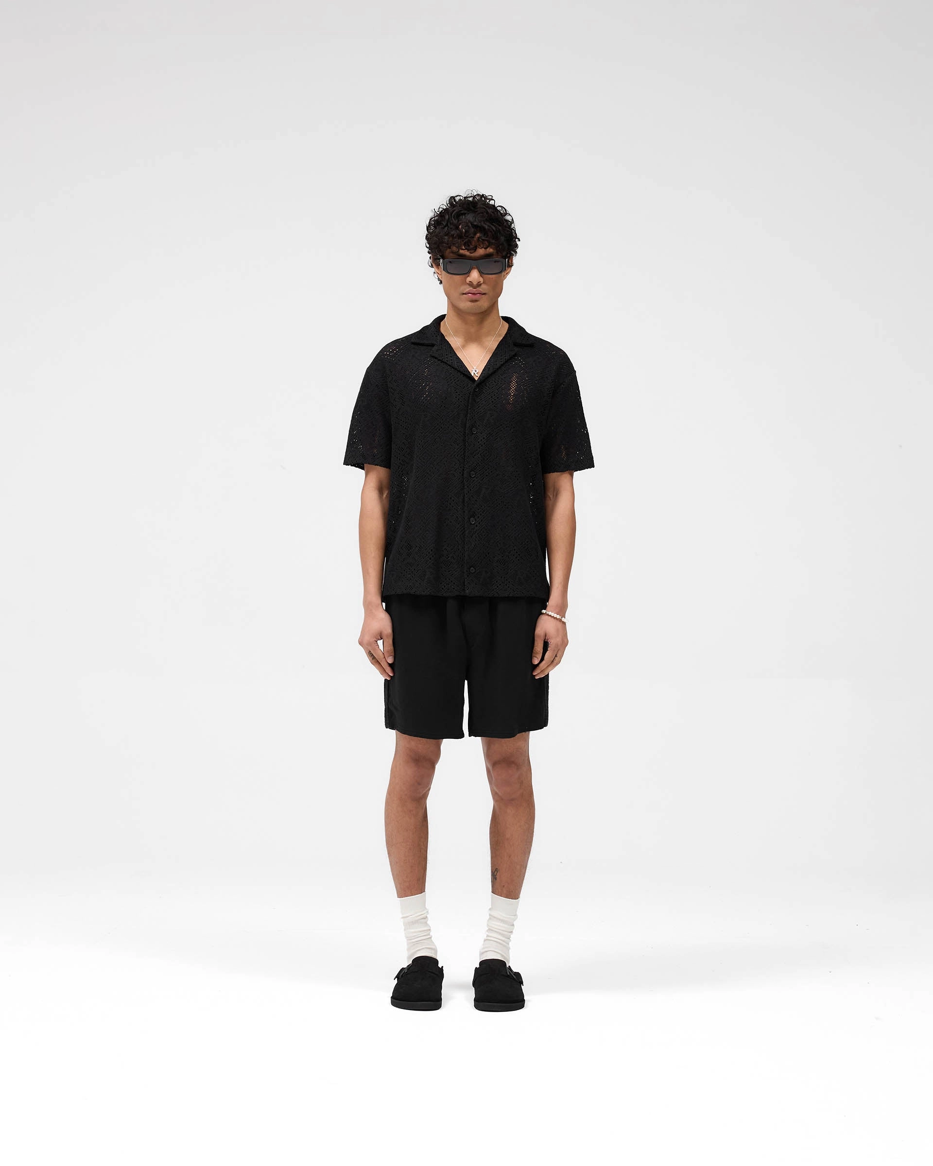 All Over Crochet Shirt - Jet Black