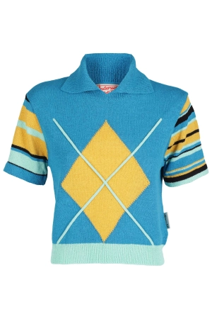 Andersson Bell Argyle Pattern Short Sleeved Knitted Polo Shirt
