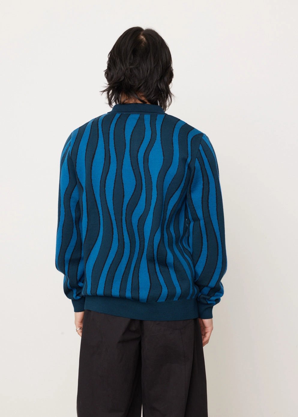 Aqua Weed Waves Knitted Polo Shirt