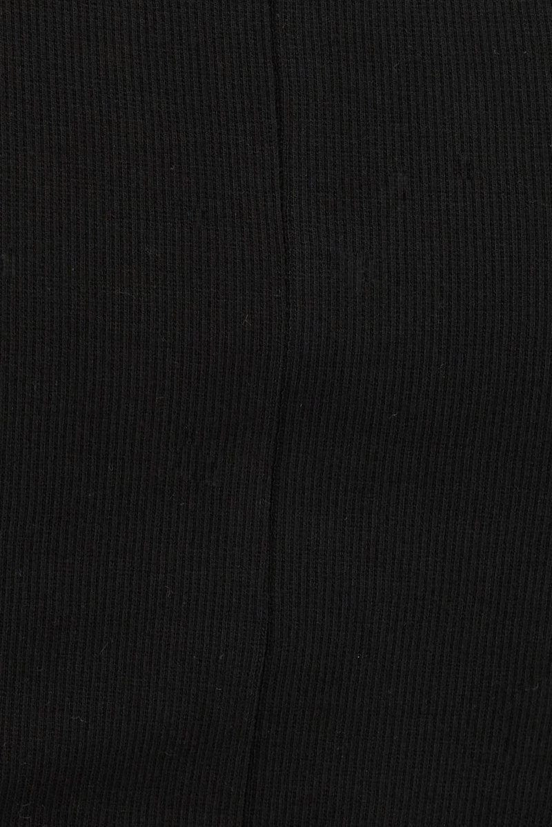 Black Midi Dress Short Sleeve Rib