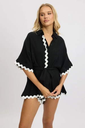 Black Oversized Playsuit