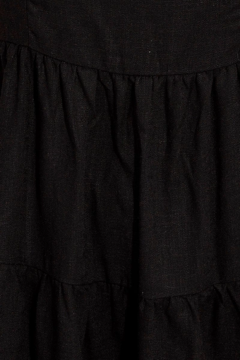 Black Skater Dress Short Sleeve Tiered