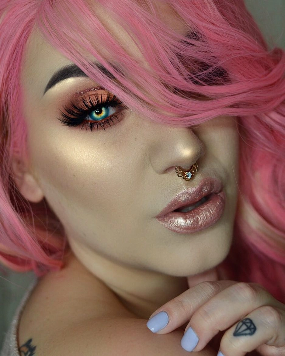 Charlotte - Pink With Blonde Highlight Long Spiral Curl Synthetic Lace Front Wig