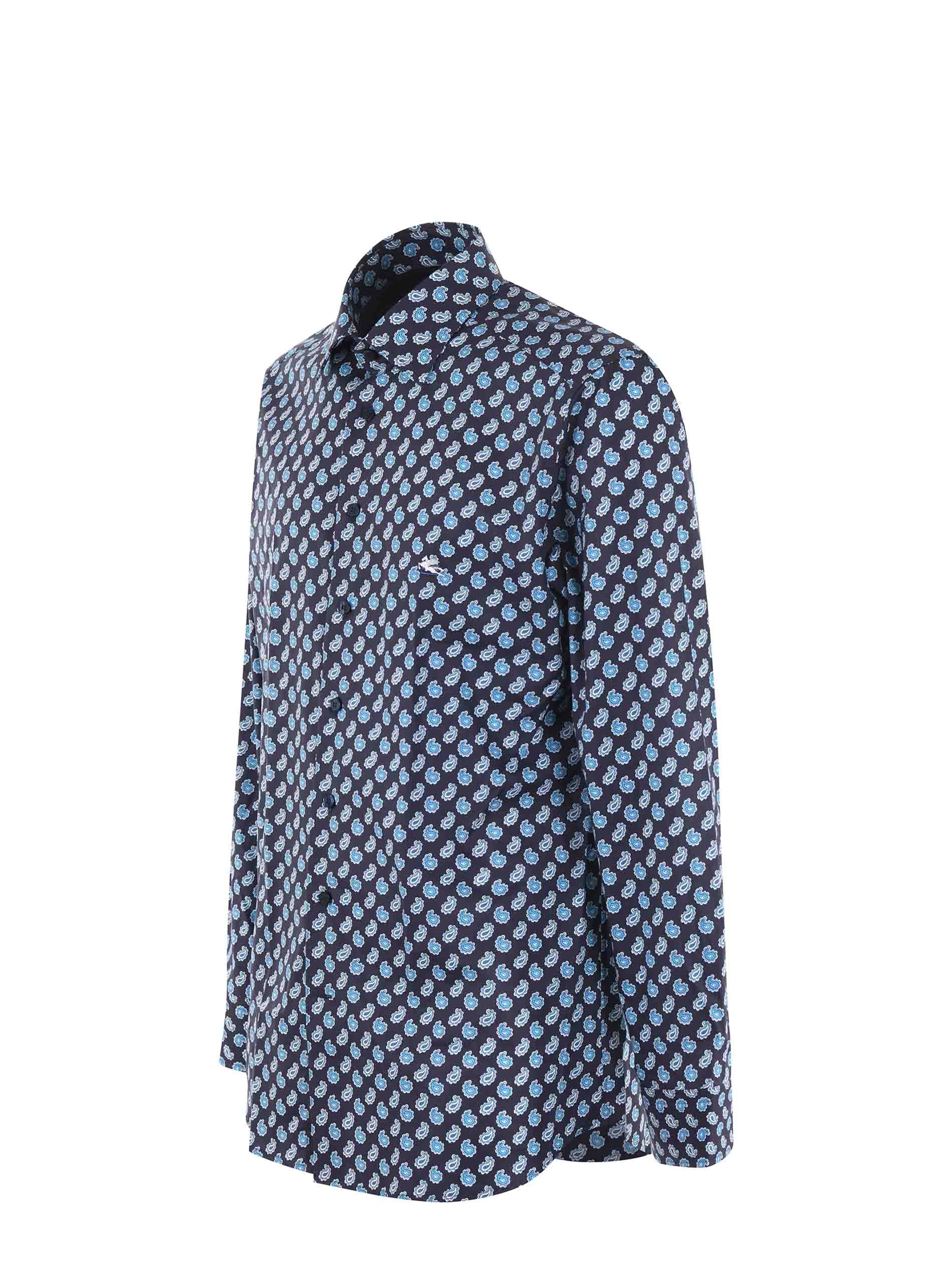 Etro Allover Graphic Print Logo Embroidered Shirt