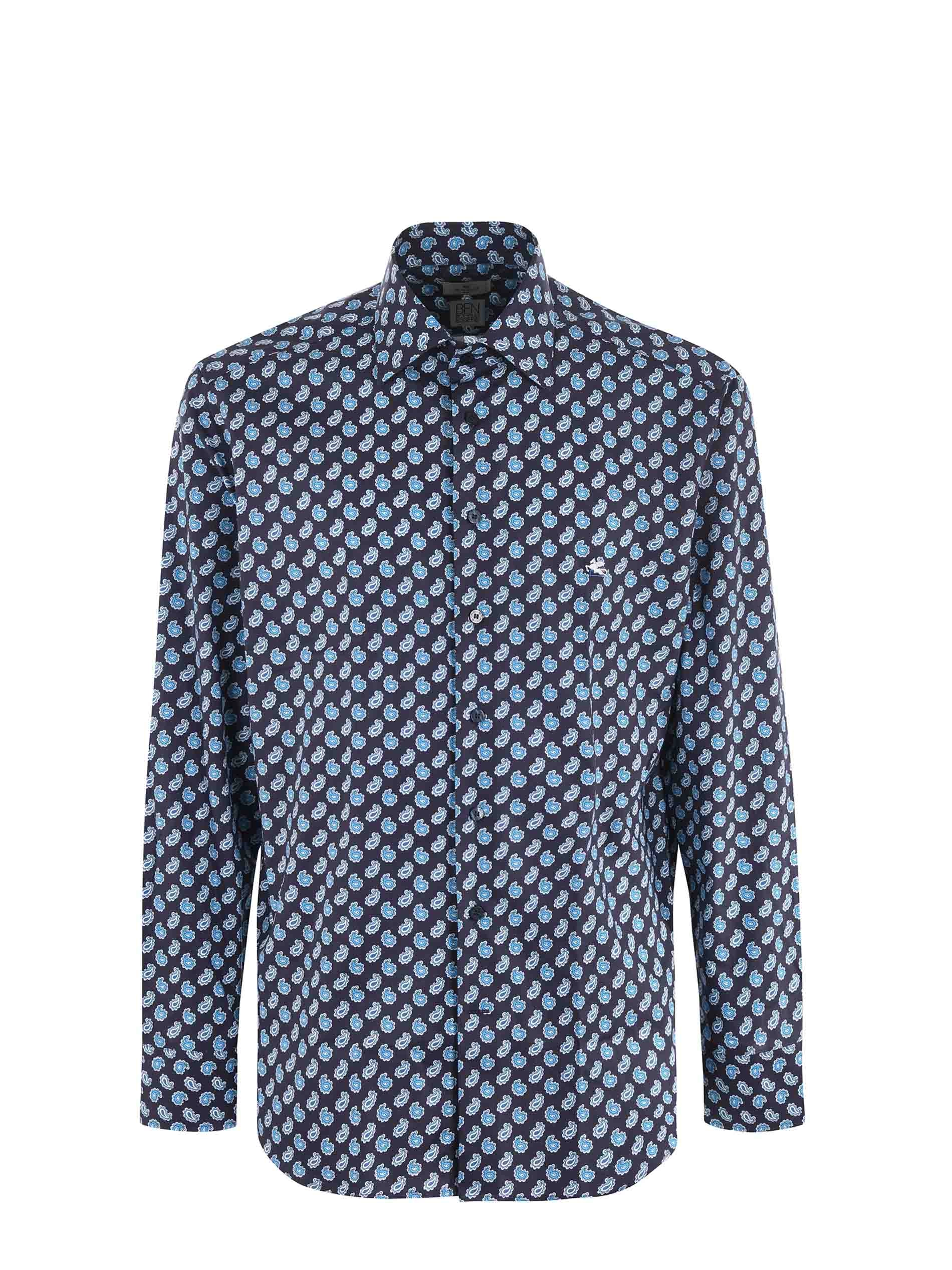 Etro Allover Graphic Print Logo Embroidered Shirt