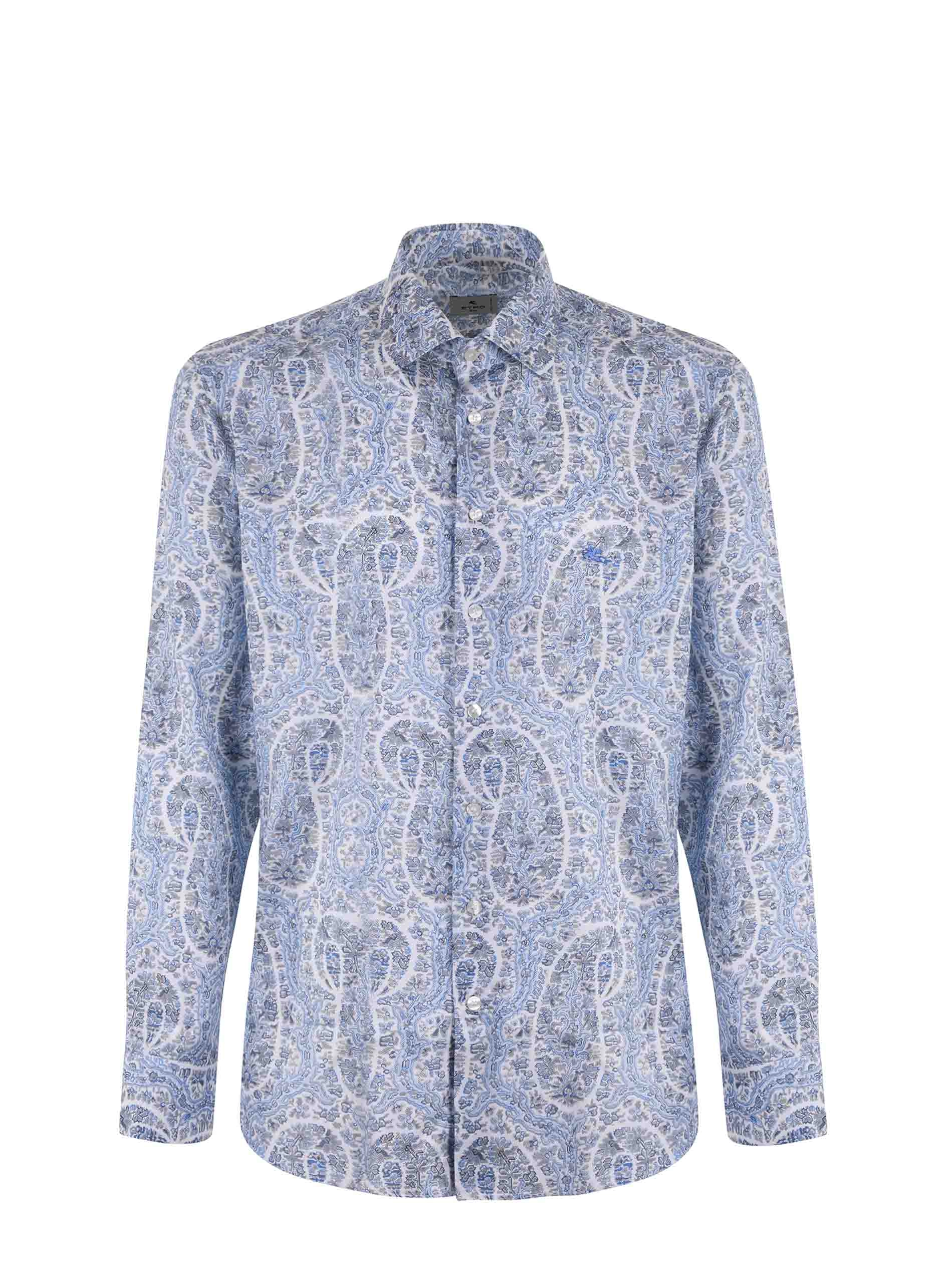 Etro Allover Graphic Print Logo Embroidered Shirt
