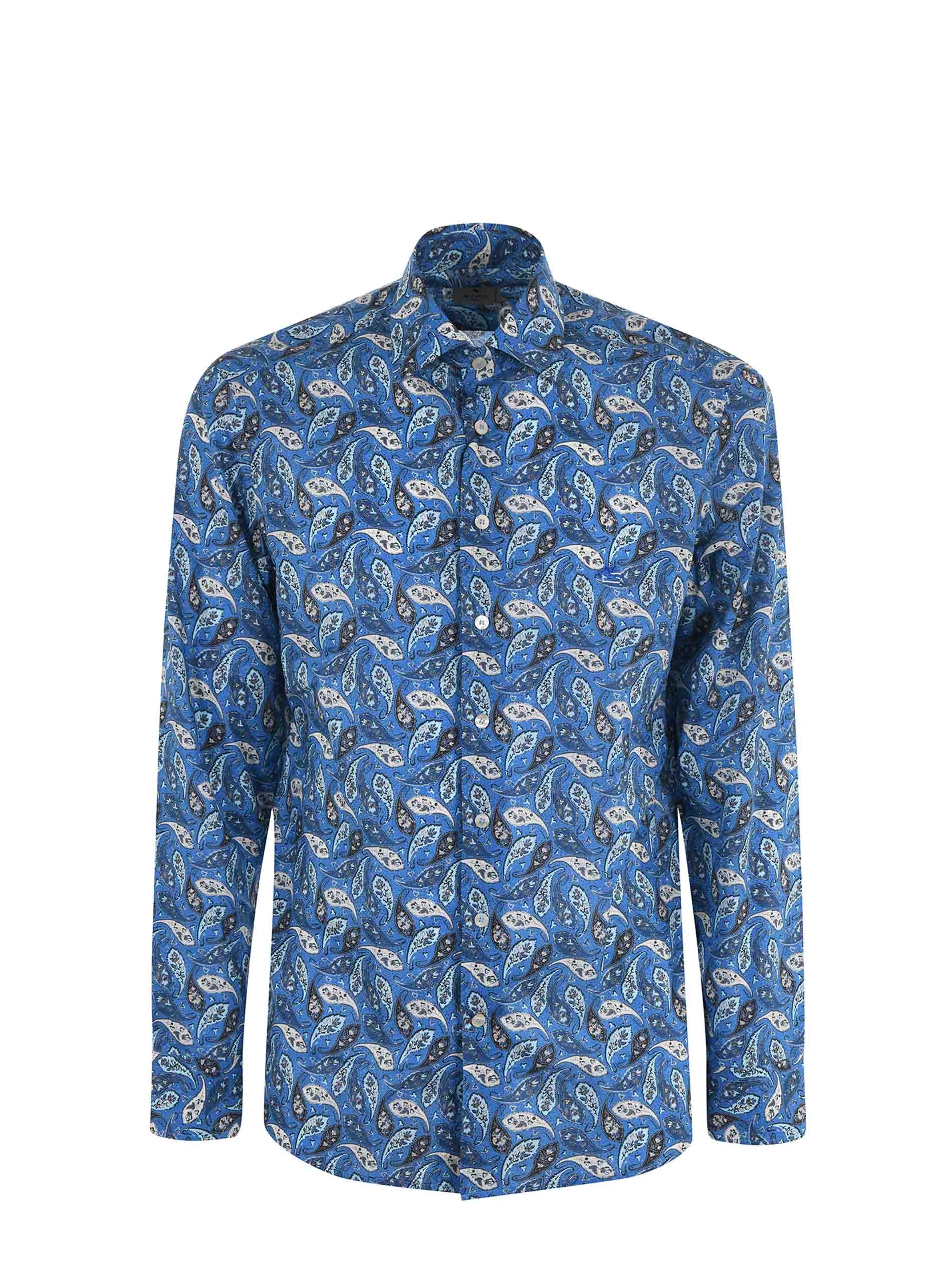 Etro Allover Graphic Print Logo Embroidered Shirt
