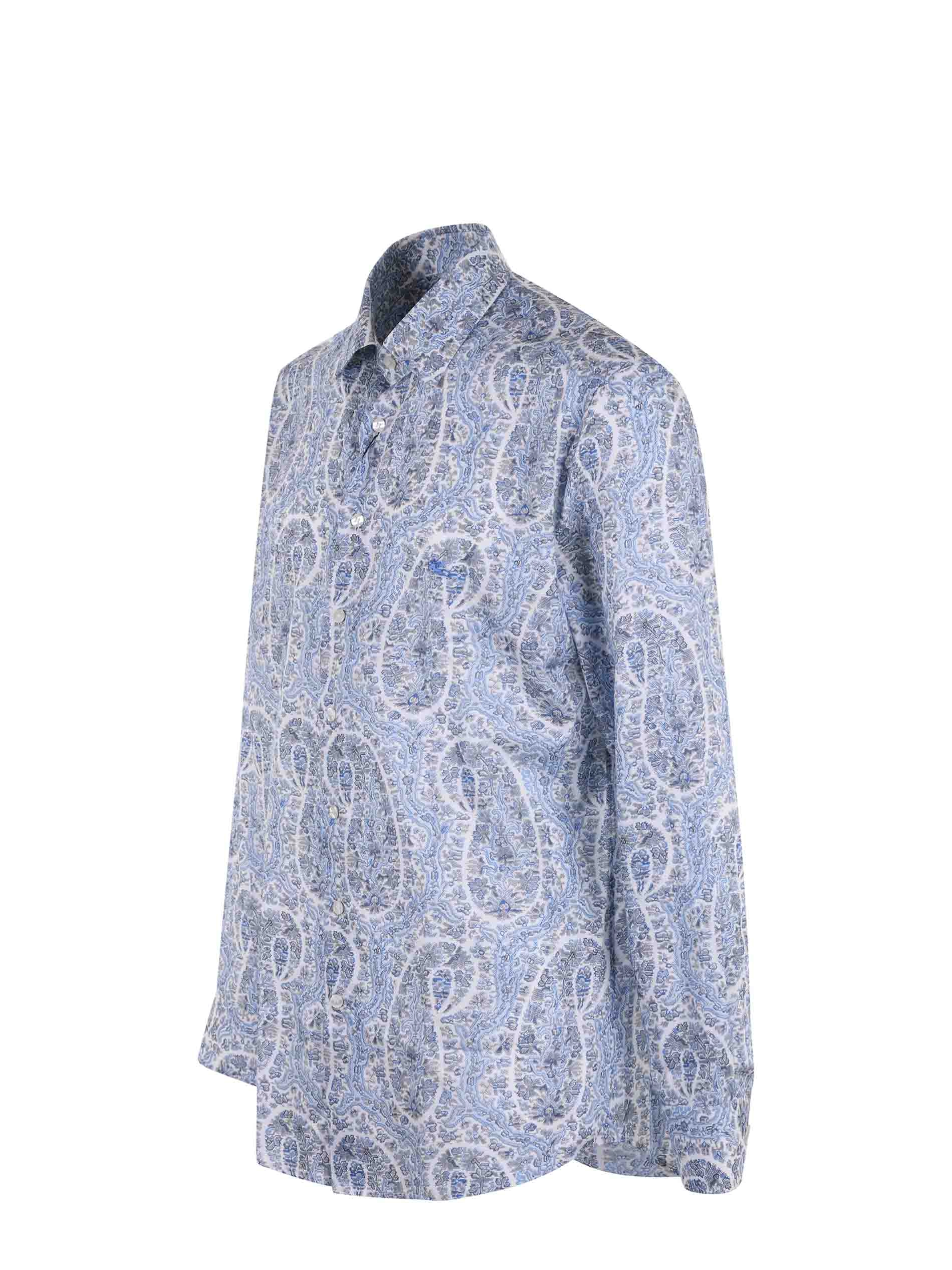 Etro Allover Graphic Print Logo Embroidered Shirt