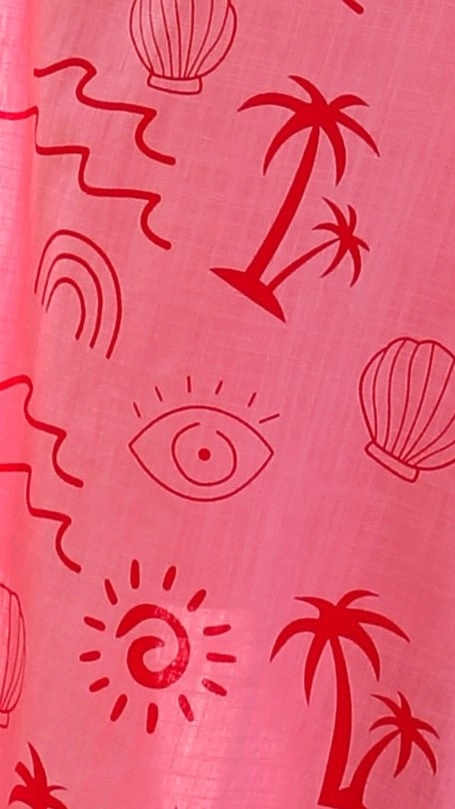 Galatia Maxi Dress - Pink/Red Wave