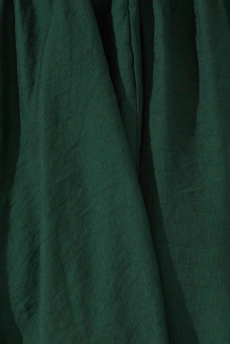 Green Fit and Flare Dress Short Sleeve Ruched