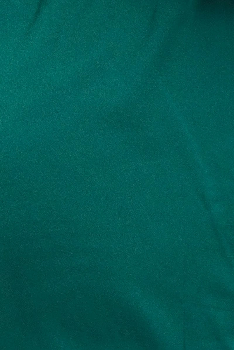 Green Satin PJ Lace Trim Cami and Ruffle Shorts Set