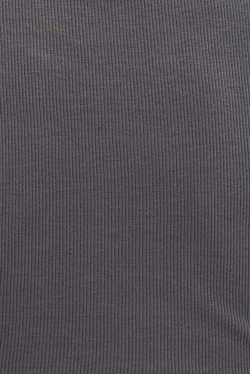 Grey Side Ruching Top Short Sleeve Crop