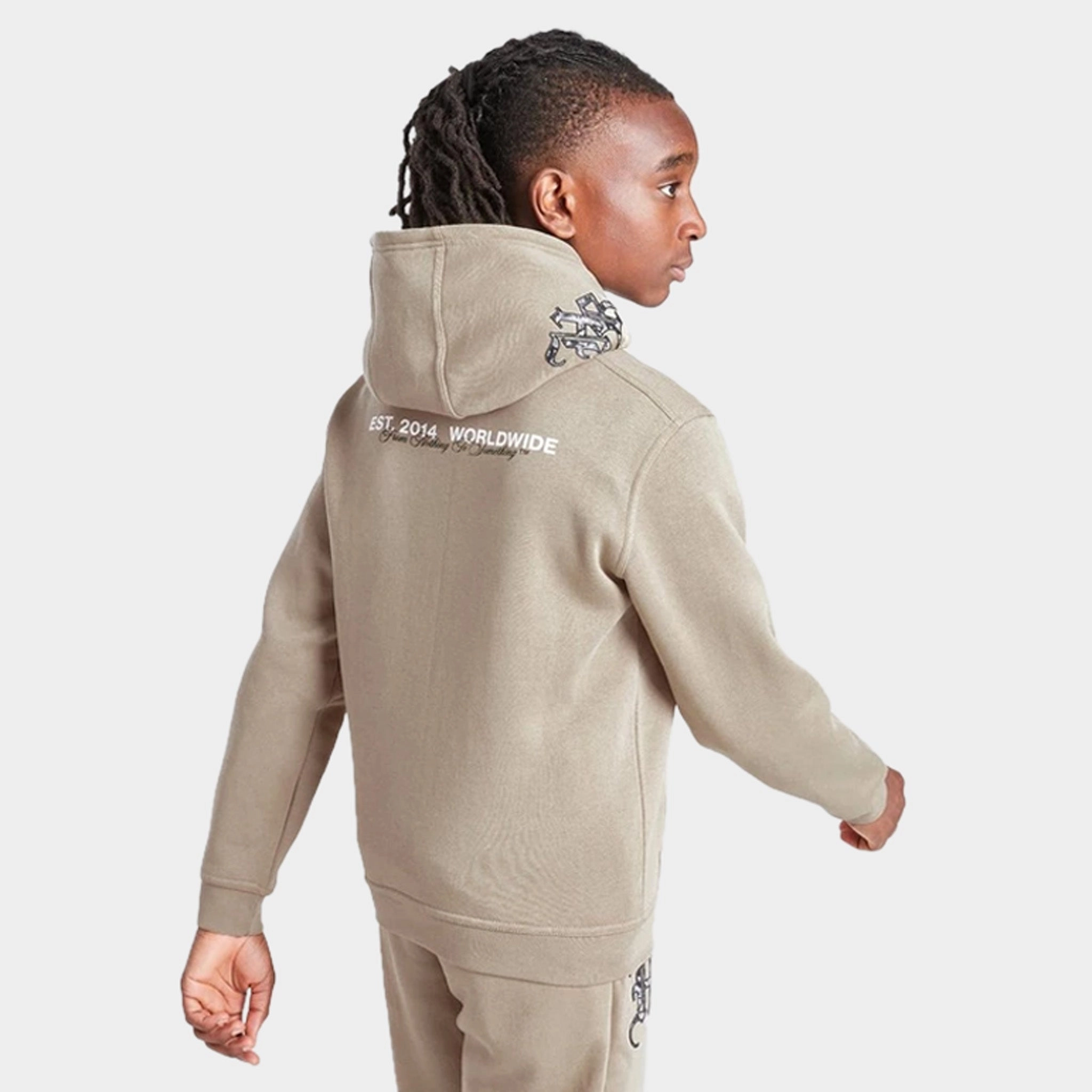 Hoodrich Junior Boys Eterno Pullover Hoodie Oxford Tan / White - Black