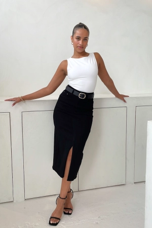 HUDSON MIDI SKIRT BLACK