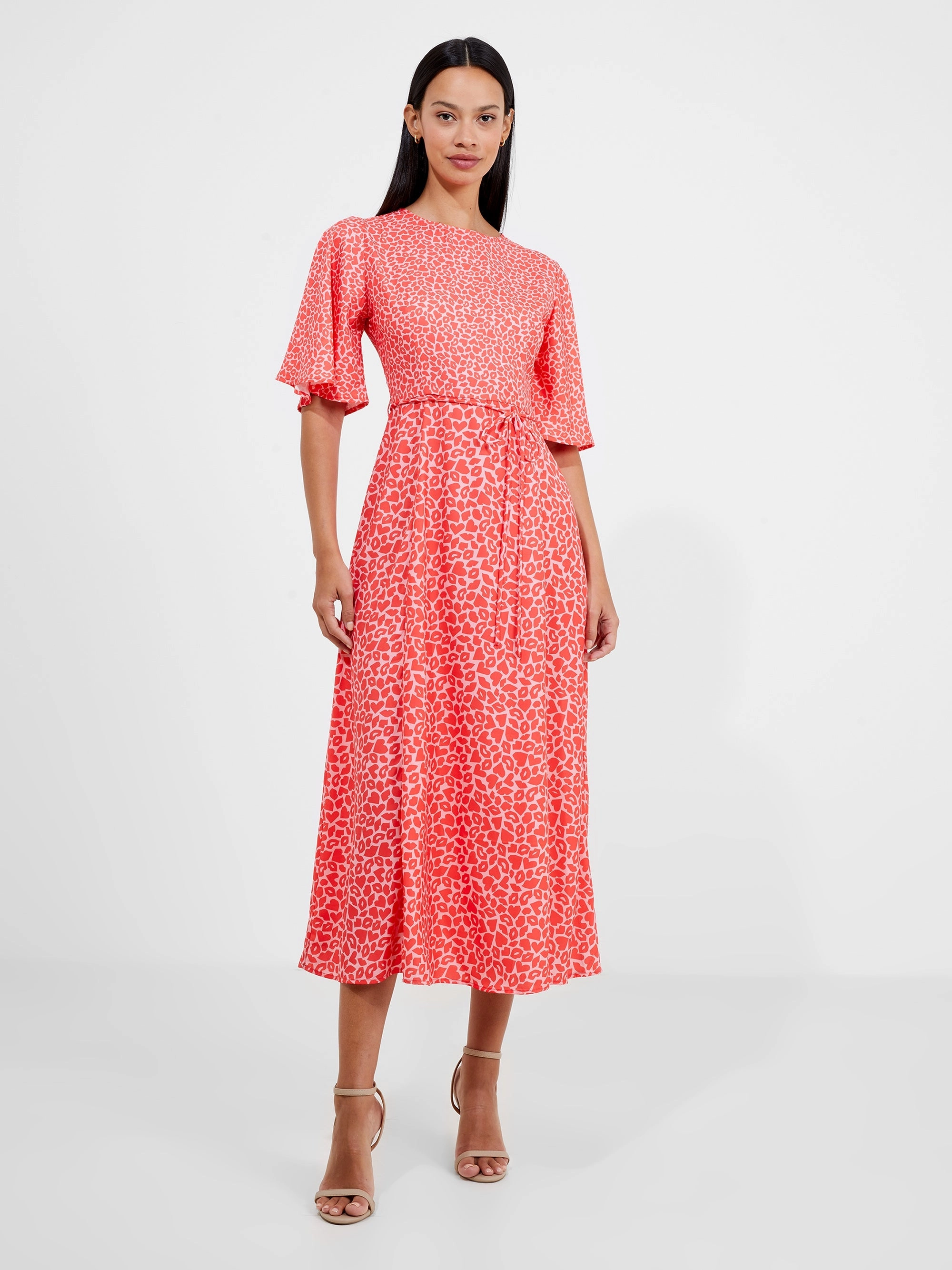 Kiss Print Angel Sleeve Dress