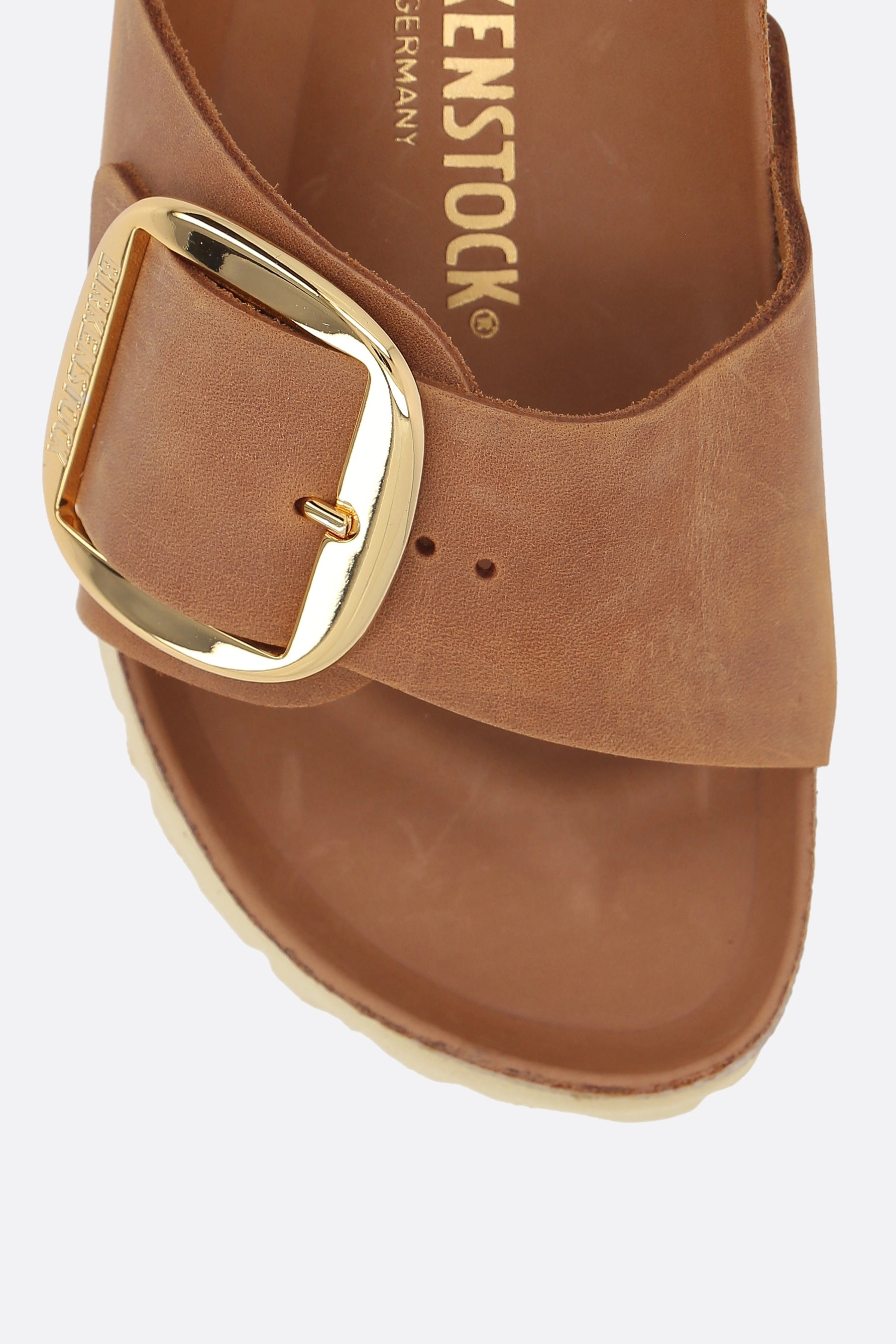 Madrid Big Buckle slide sandals in oiled leather(Narrow Fit)