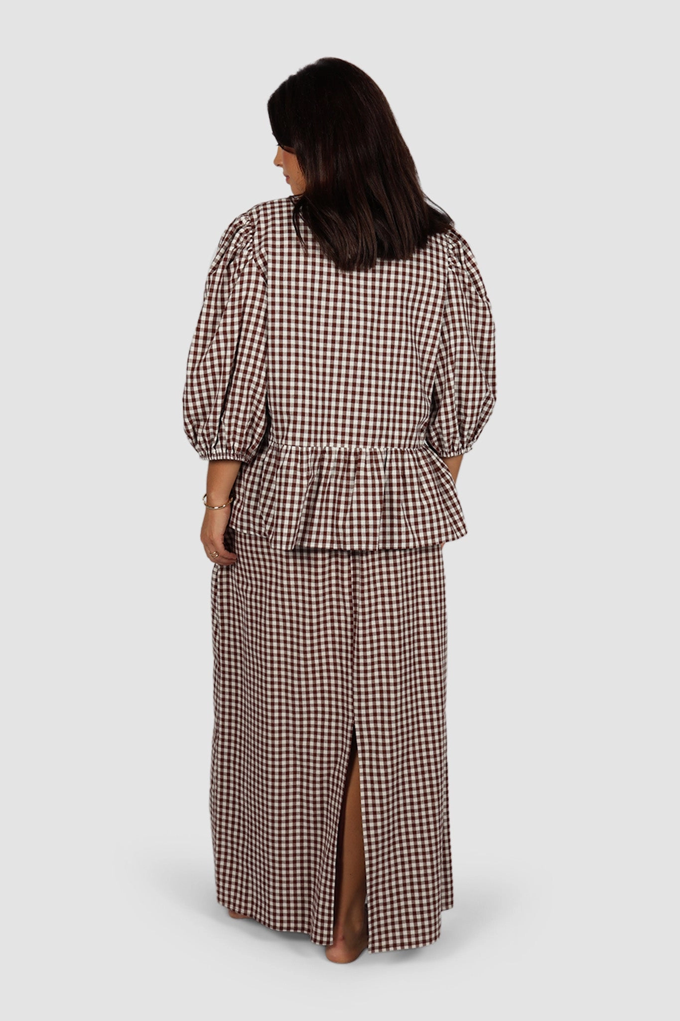 NIA SKIRT CHOC GINGHAM