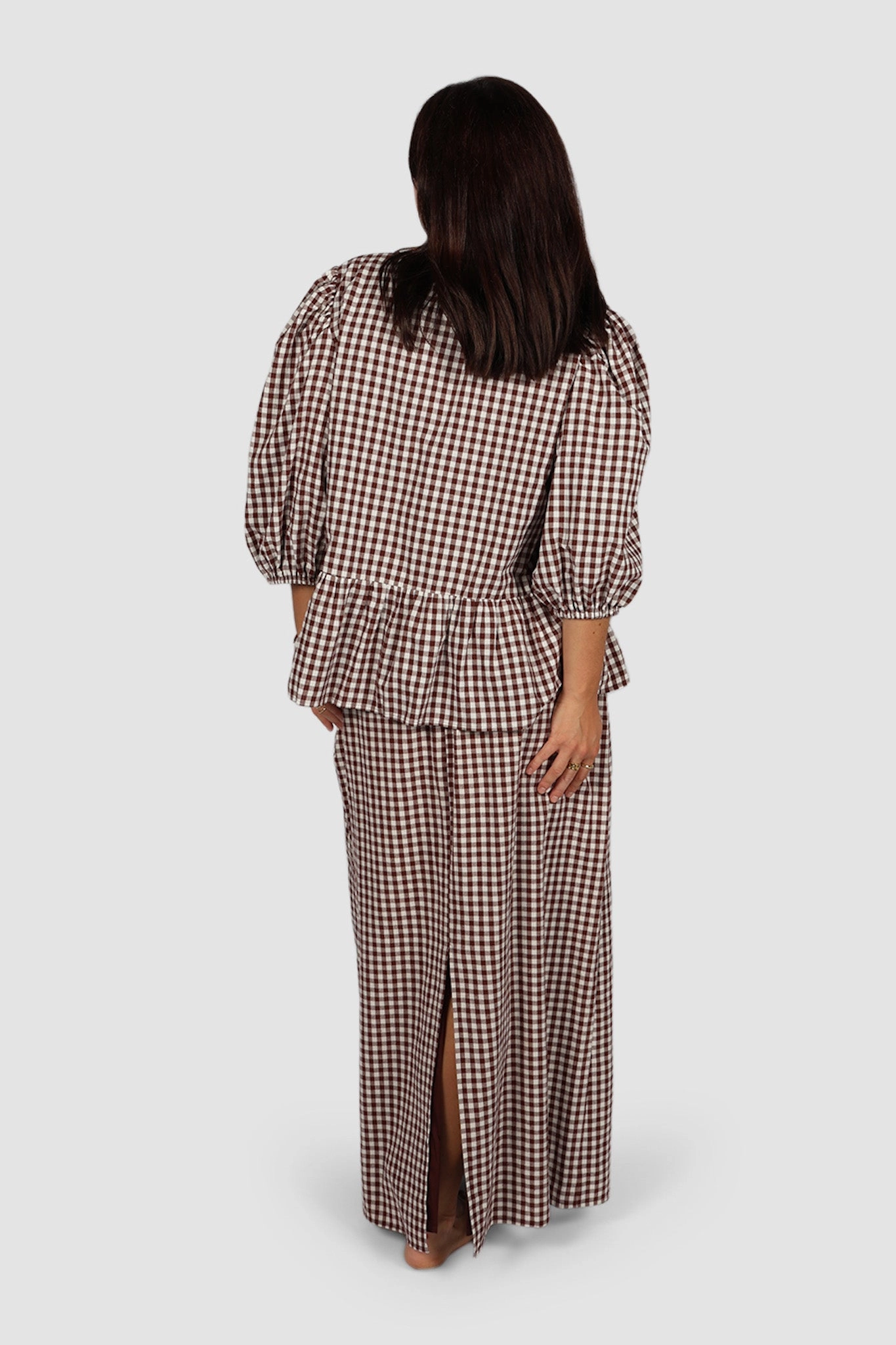 NIA SKIRT CHOC GINGHAM