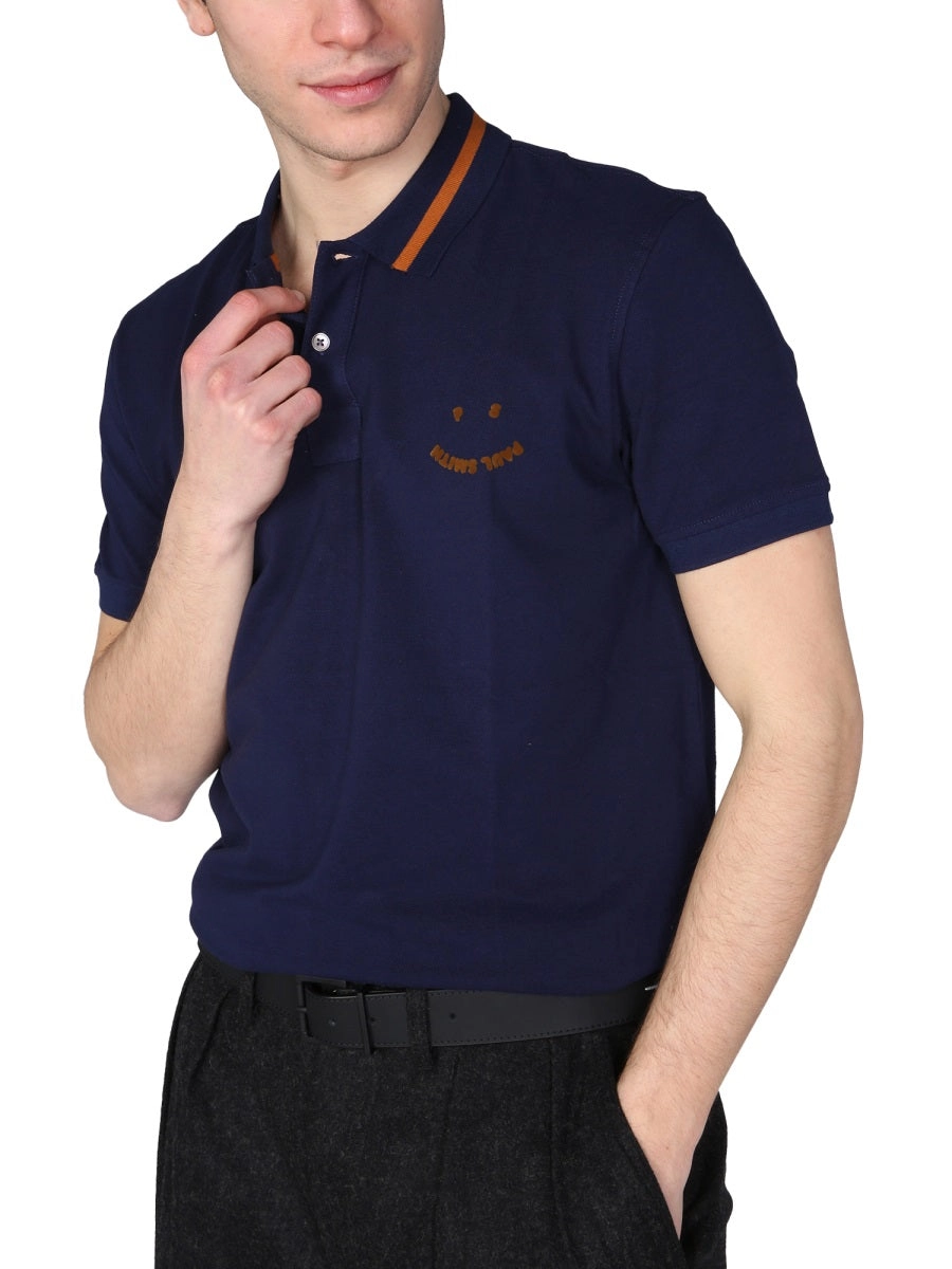 PS Paul Smith Smiley Logo Short-Sleeved Polo Shirt