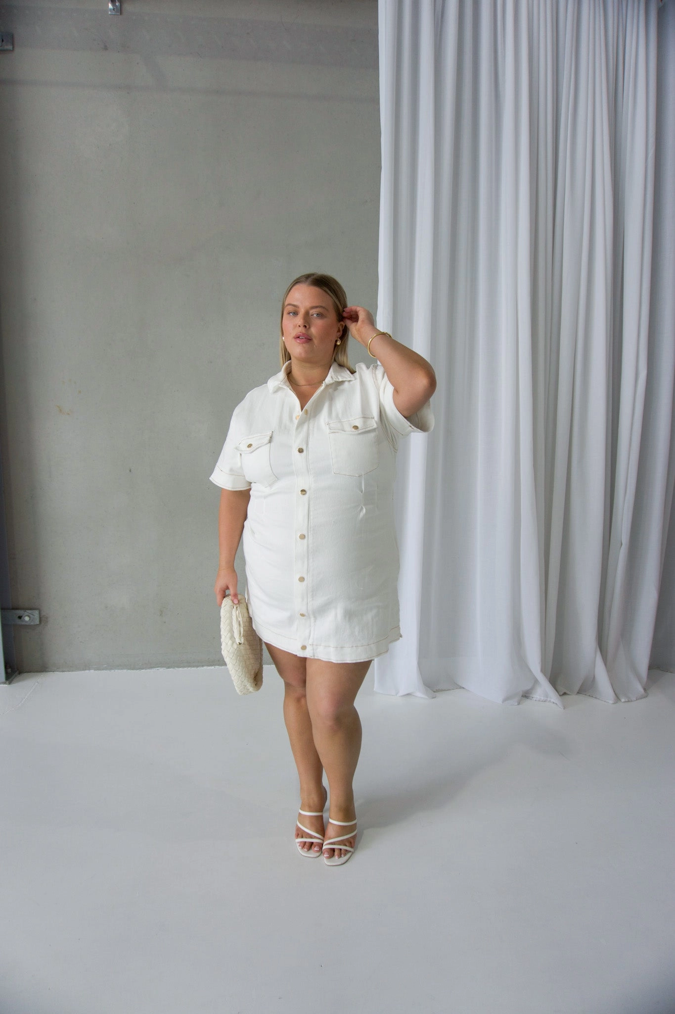 SAVEIRA DENIM DRESS WHITE