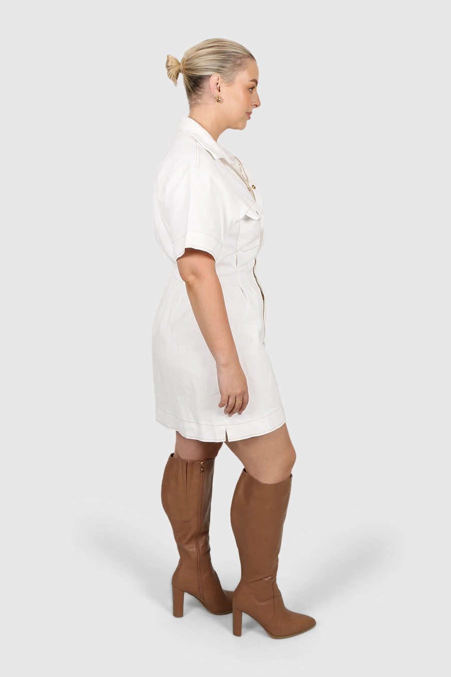 SAVEIRA DENIM DRESS WHITE