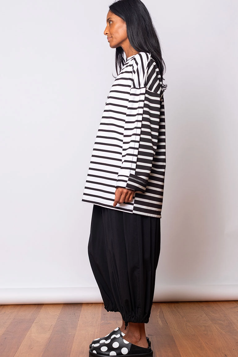 Striped Long Sleeve Cut & Sewn T-Shirt - White/Black
