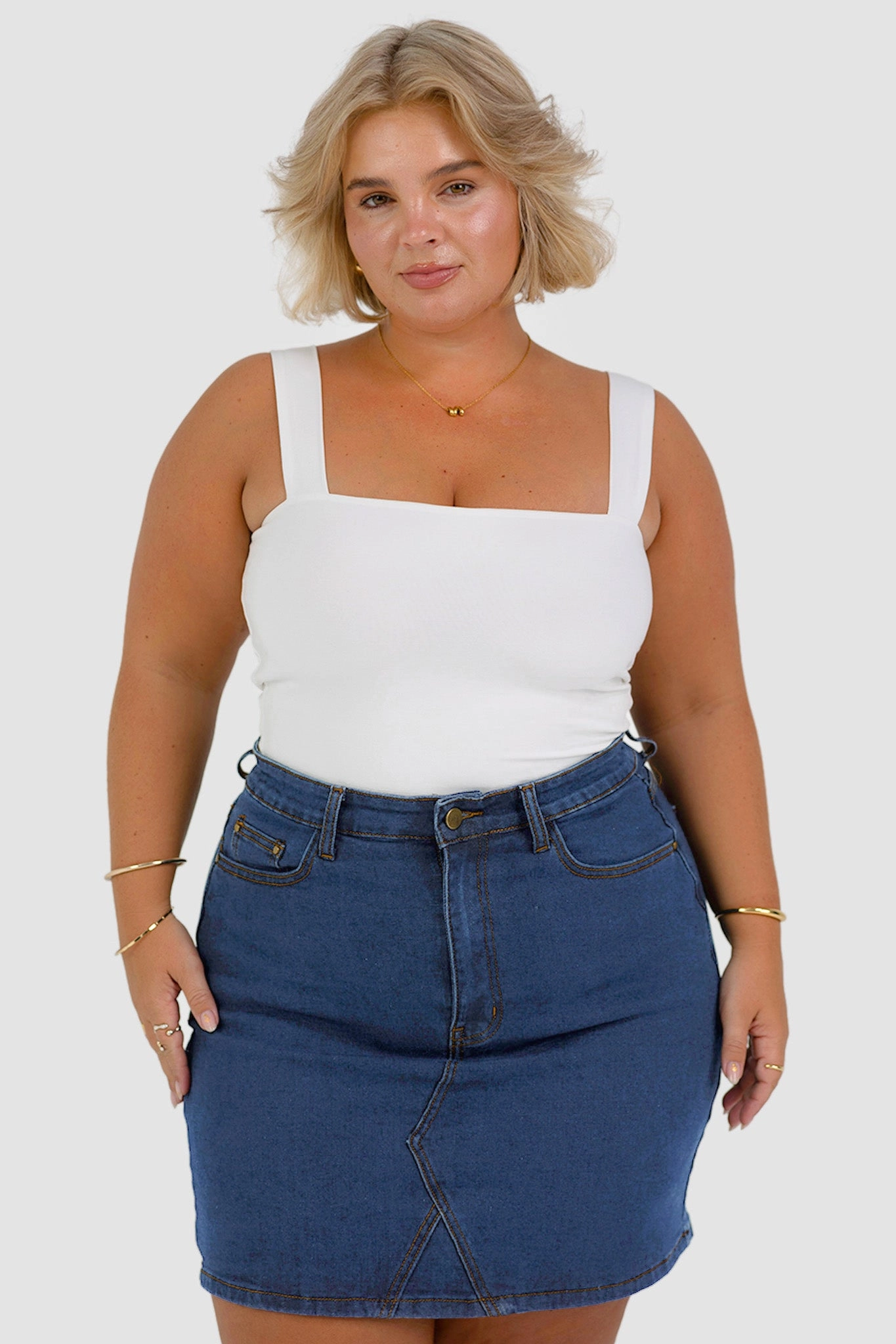 TAYO DENIM SKIRT DEEP BLUE