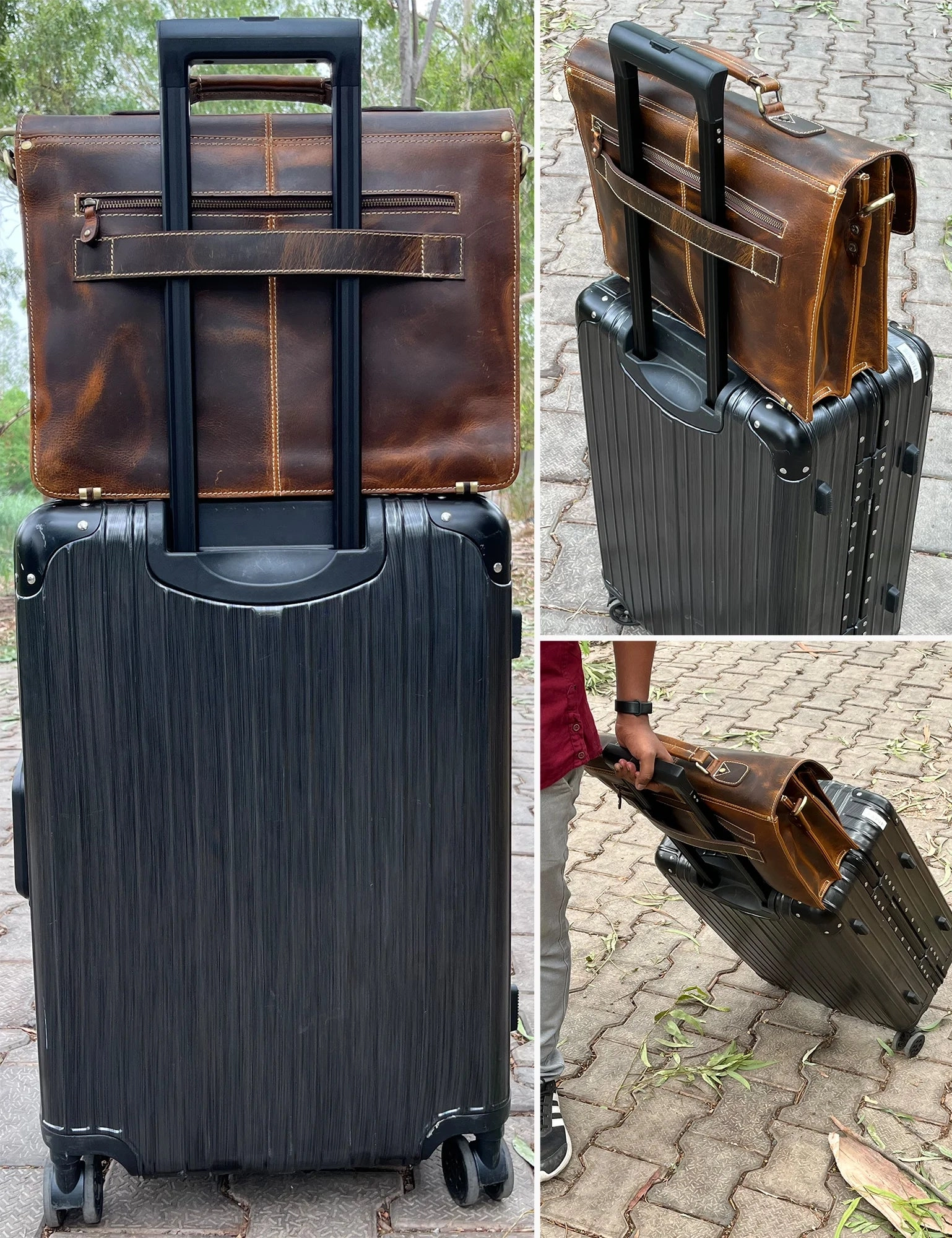 Wayne Premium 16" Leather Satchel Office Laptop Bag (Antique Brown)