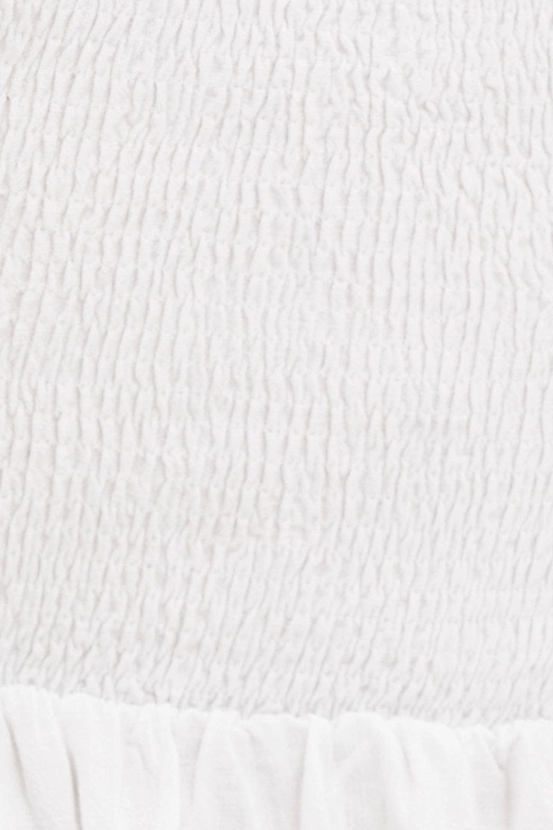 White Puff Sleeve Shirred Top