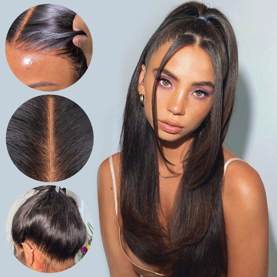 WOWANGEL 360 Invisible Strap HD Lace Wig Straight Pre Plucked Clean Hairline