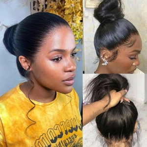 WOWANGEL 360 Invisible Strap HD Lace Wig Straight Pre Plucked Clean Hairline