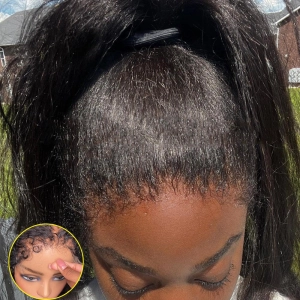 WOWANGEL 4C Edges 360 Invisible Strap HD Lace Wig Kinky Straight