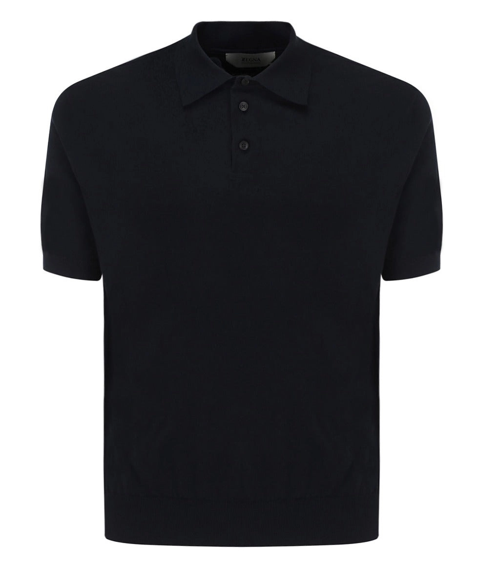 Z Zegna Short-Sleeved Knit Polo Shirt